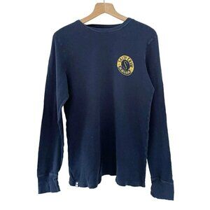 Salty Crew Men's Sz M Blue Thermal Sailor Fisherman Shirt Yellow Logo
